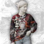 Personalised Rose Flames Of Hell Design Halloween Vibes Sweatshirt - TH02