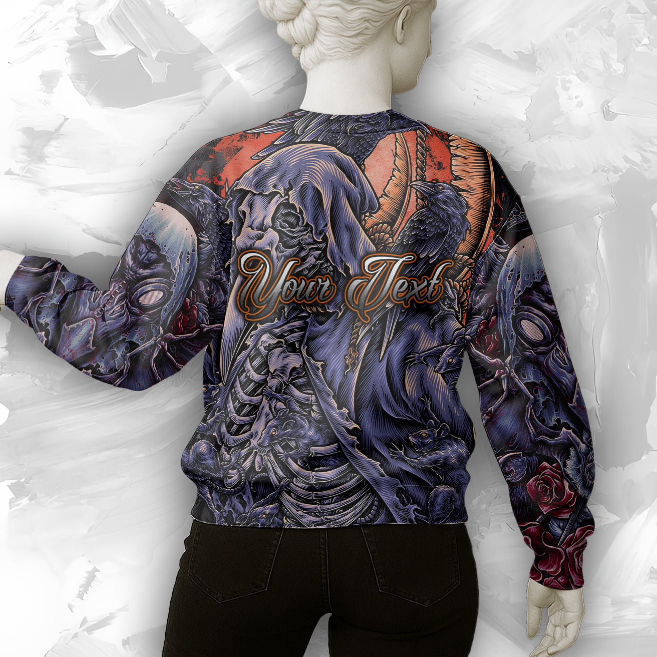 Personalised Raven Requiem Design Halloween Vibes Sweatshirt - TH02