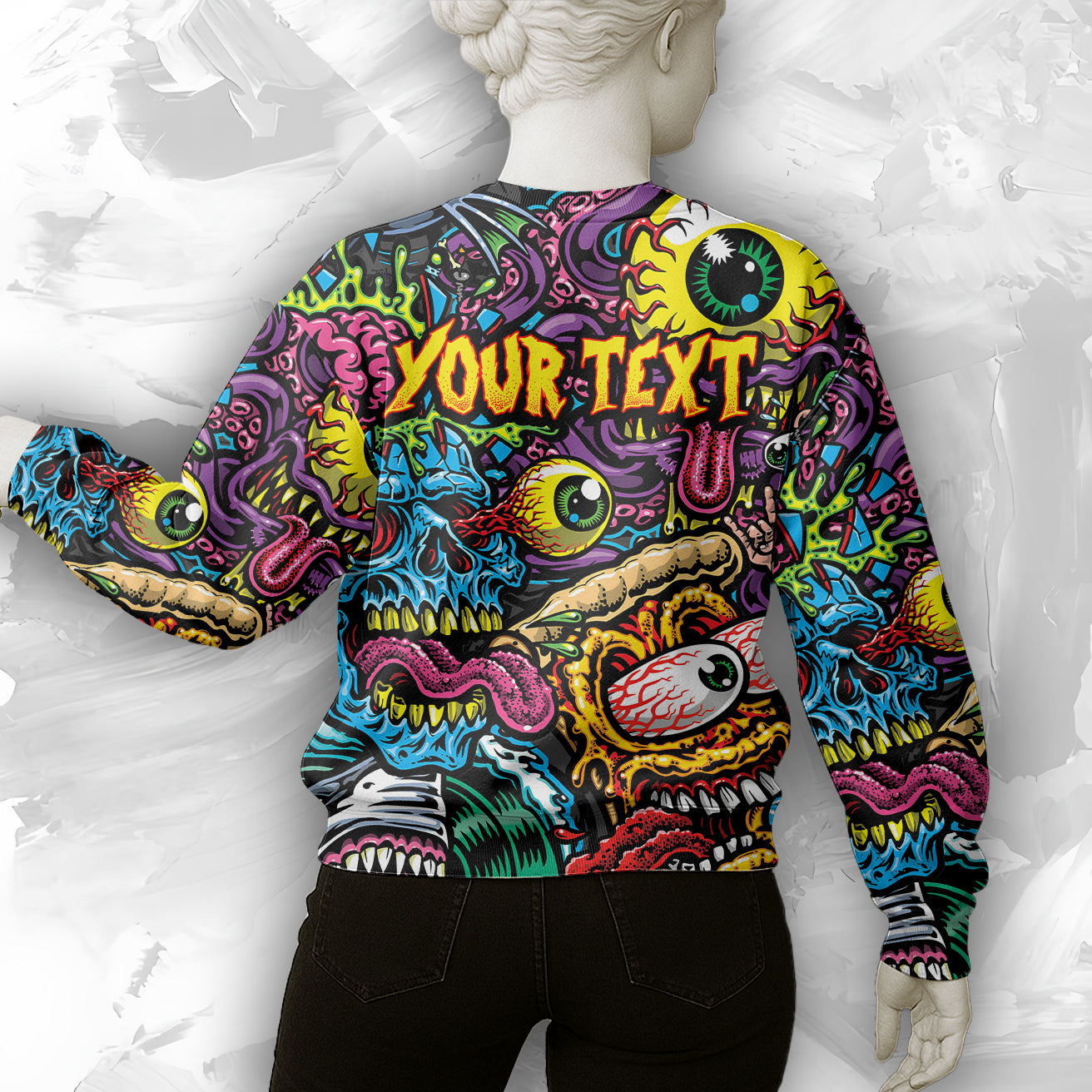 Personalised Monster Mashup Design Halloween Vibes Sweatshirt - TH02