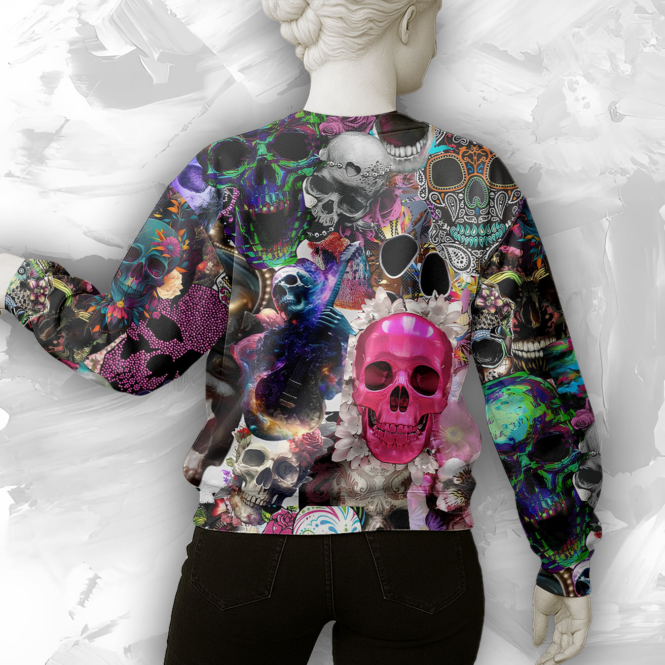 Skull Art Design Halloween Vibes Sweatshirt - TH02