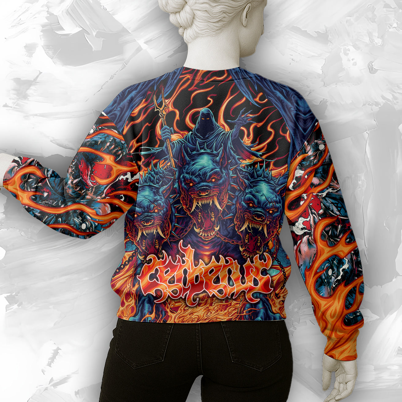 Cerberus Flame Design Halloween Vibes Sweatshirt - TH02