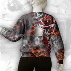 Rose Flames Of Hell Design Halloween Vibes Sweatshirt - TH02