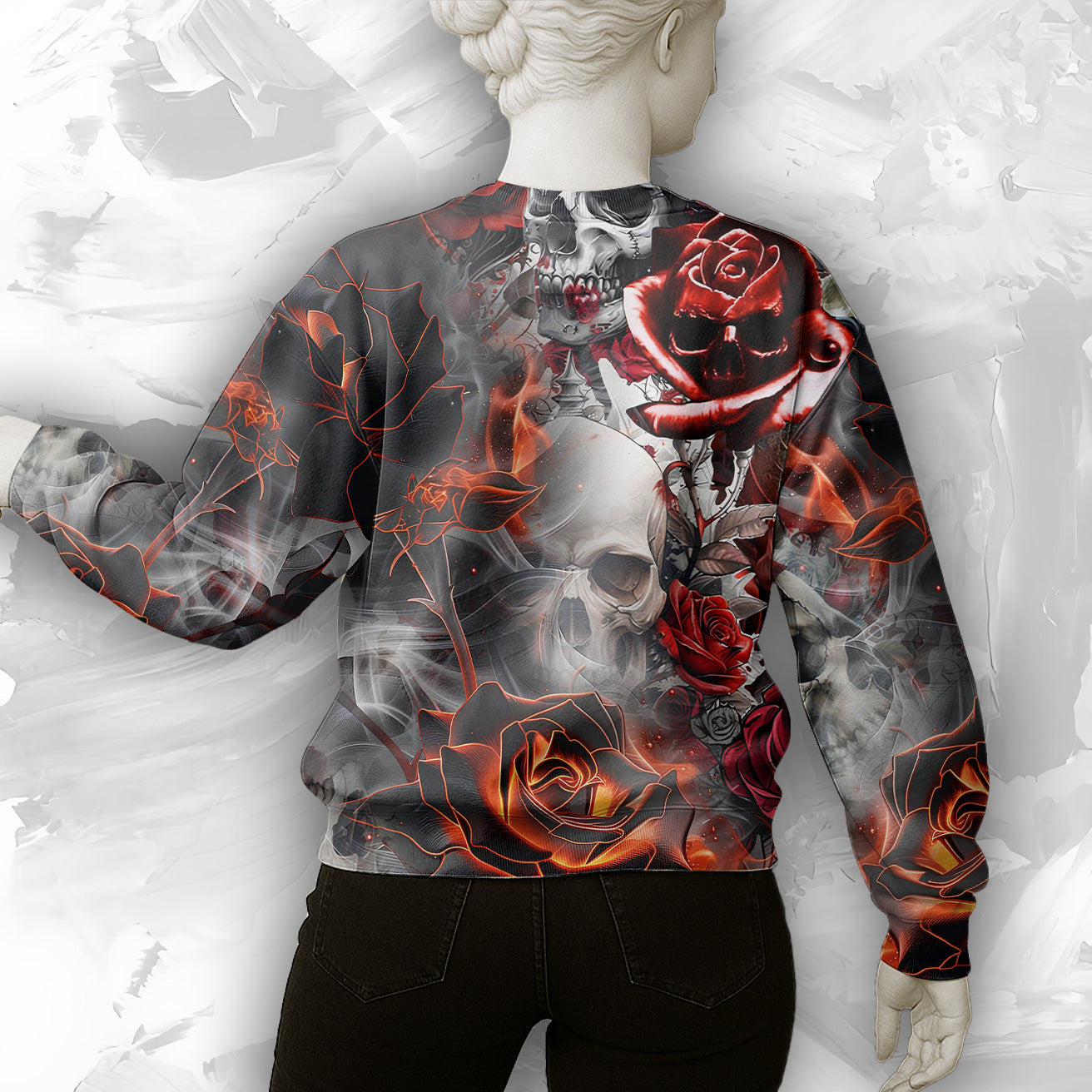 Rose Flames Of Hell Design Halloween Vibes Sweatshirt - TH02