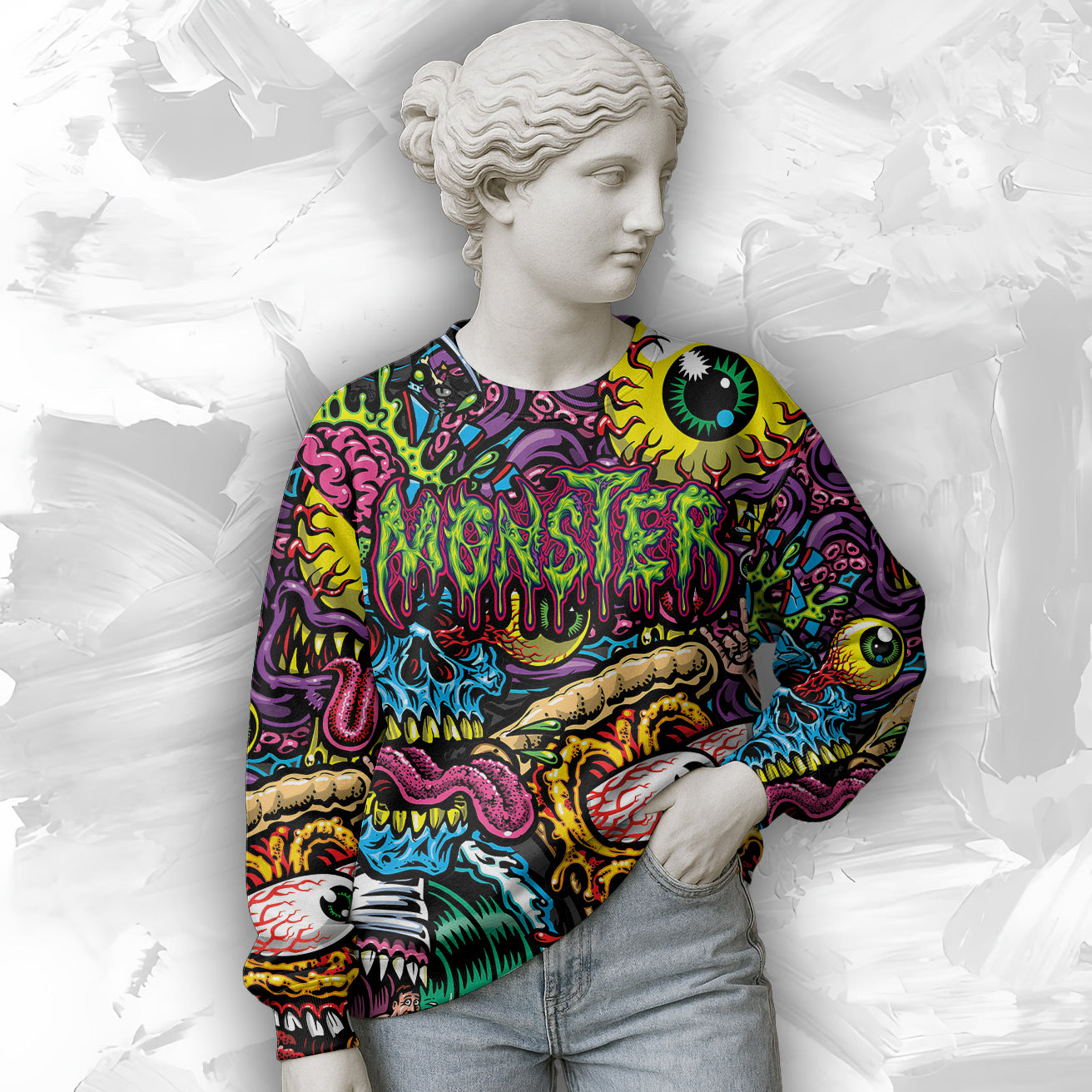 Personalised Monster Mashup Design Halloween Vibes Sweatshirt - TH02