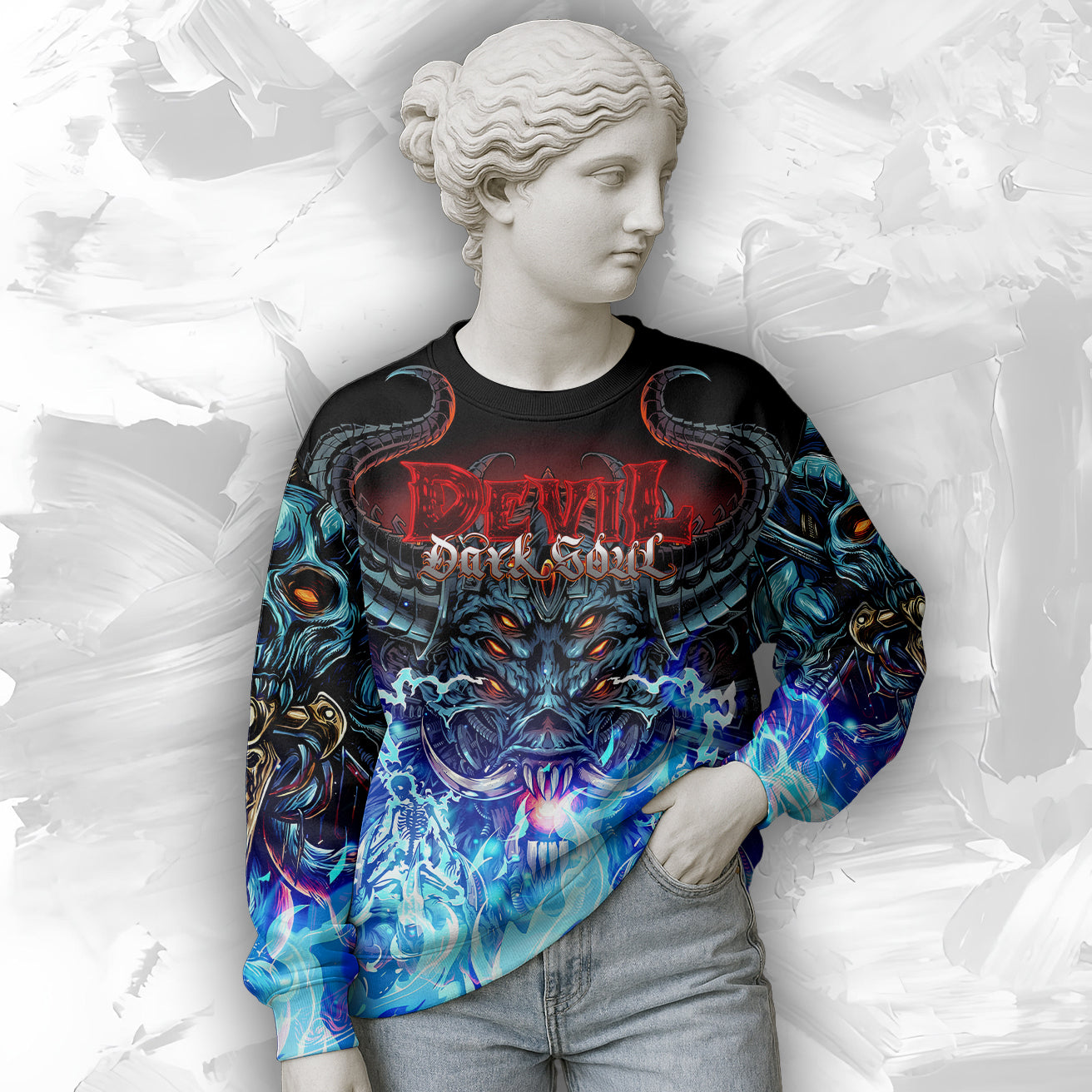 Devil Dark Soul Design Halloween Vibes Sweatshirt - TH02