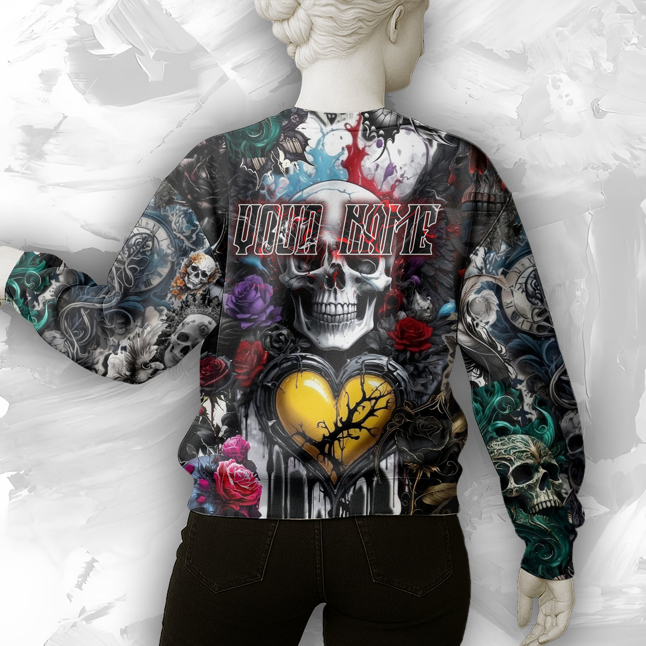 Personalised Painted Pain Design Halloween Vibes Sweatshirt - TH02