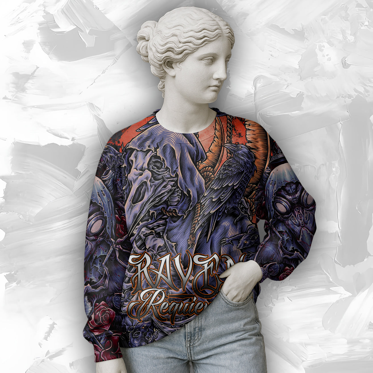 Personalised Raven Requiem Design Halloween Vibes Sweatshirt - TH02