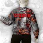 Personalised Rose Flames Of Hell Design Halloween Vibes Sweatshirt - TH02