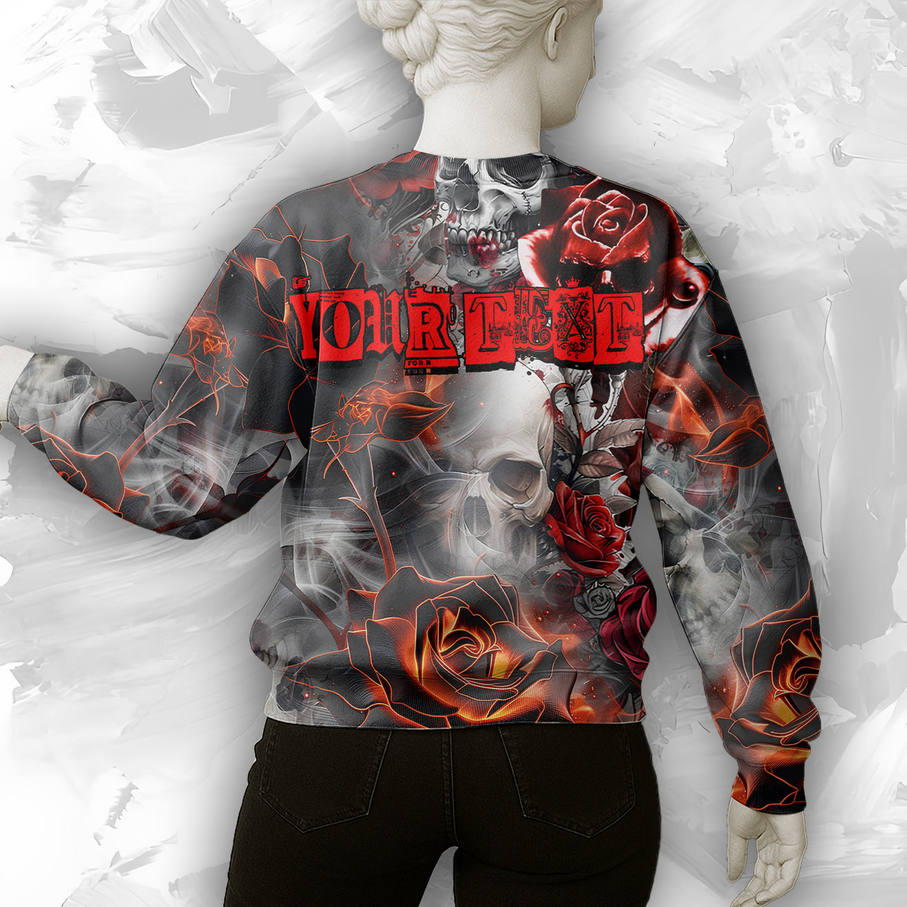 Personalised Rose Flames Of Hell Design Halloween Vibes Sweatshirt - TH02