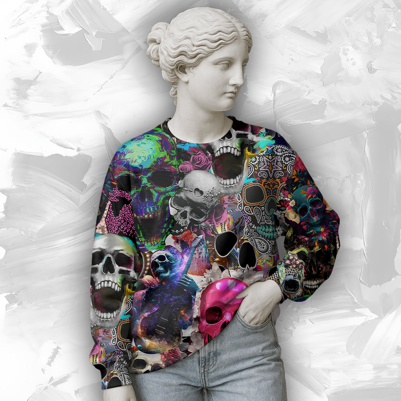 Personalised Skull Art Design Halloween Vibes Sweatshirt - TH02