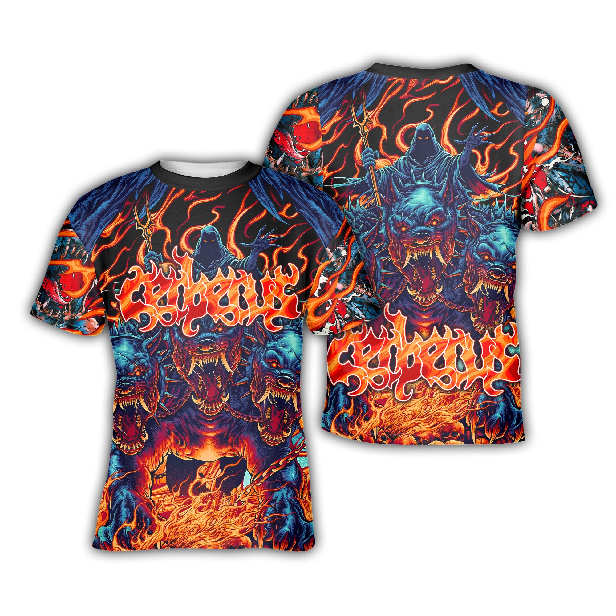 Cerberus Flame Design Halloween Vibes T-Shirt - TH02