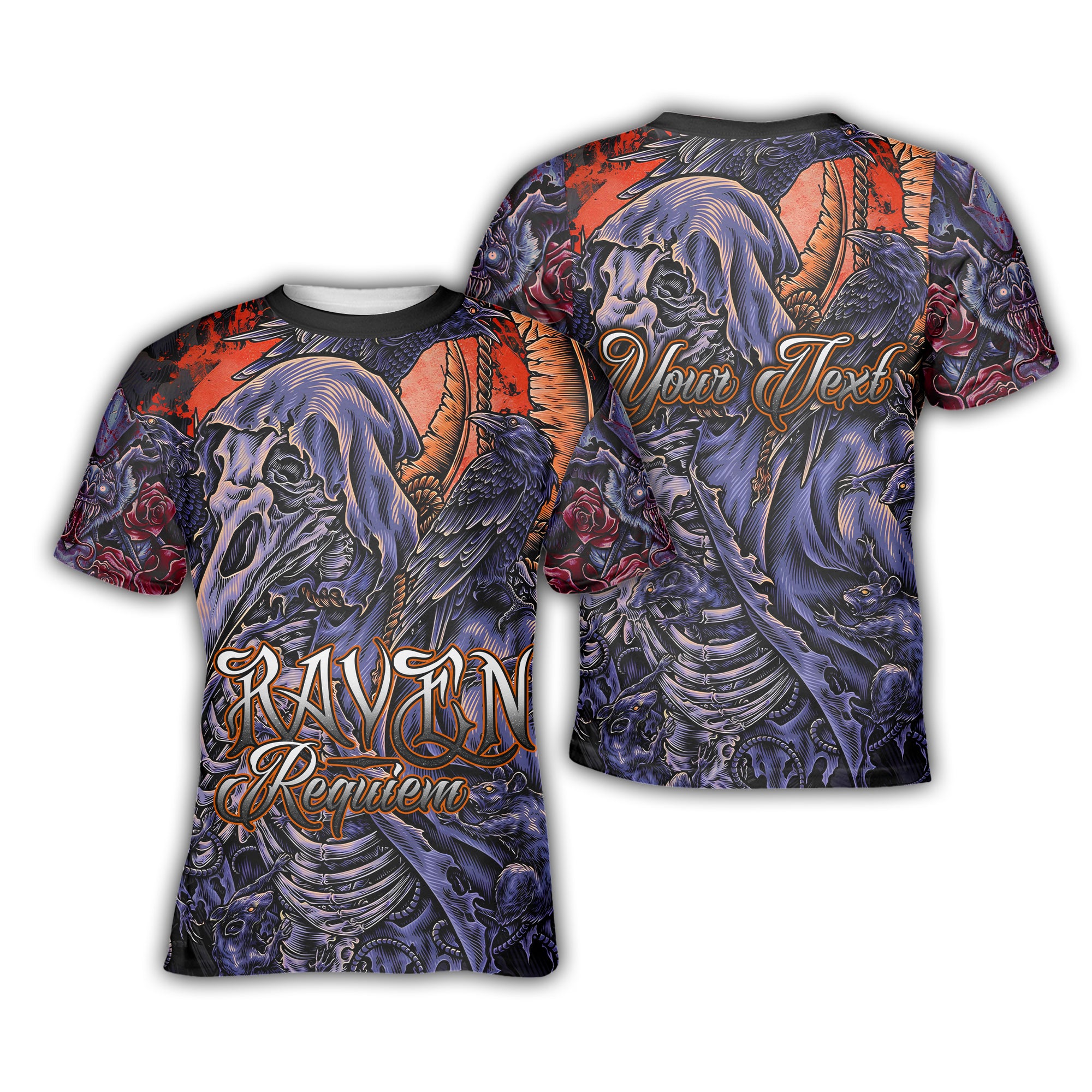 Personalised Raven Requiem Design Halloween Vibes T-Shirt  - TH02