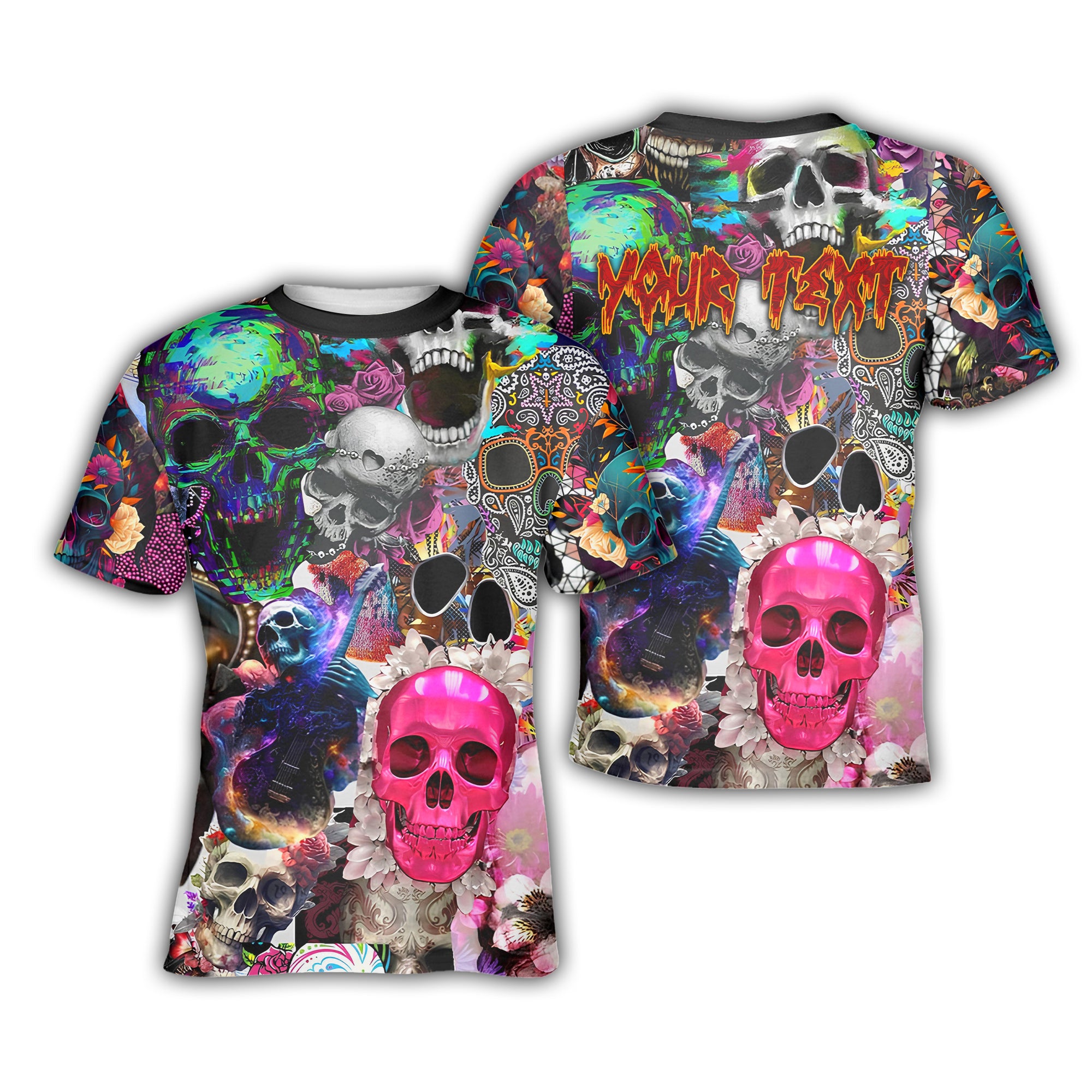 Personalised Skull Art Design Halloween Vibes T-Shirt - TH02
