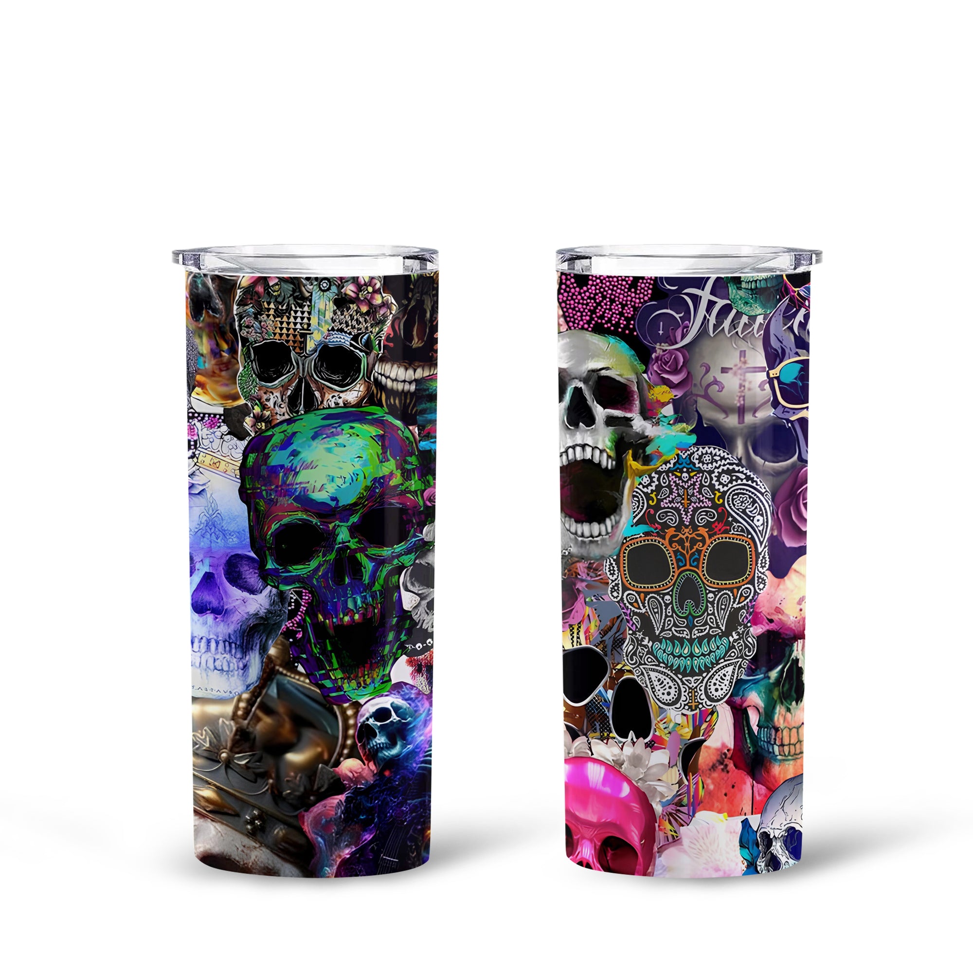 Skull Art Design Halloween Vibes Skinny Tumbler – 20oz - TH02