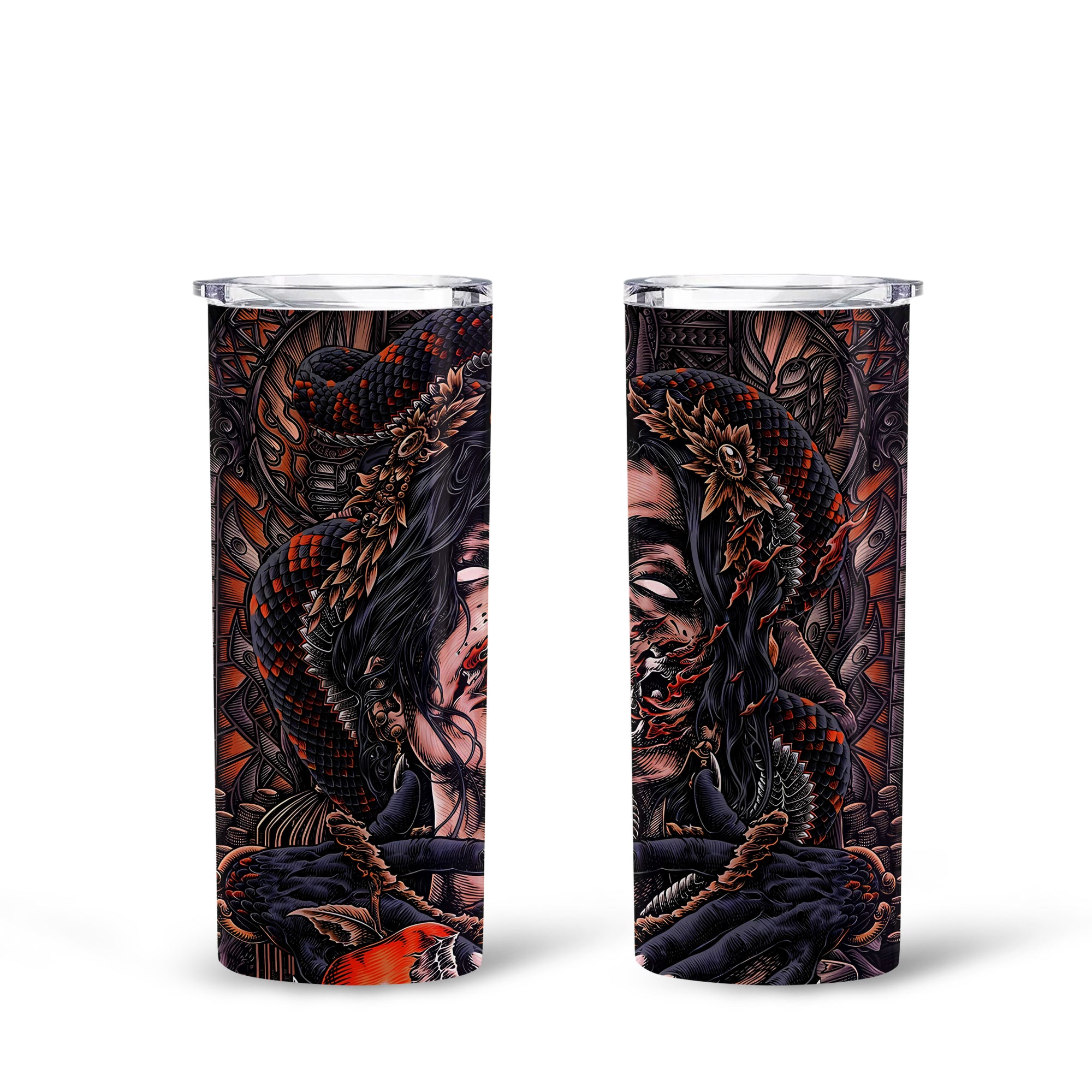 Fallen Angel Design Halloween Vibes Skinny Tumbler – 20oz - TH02