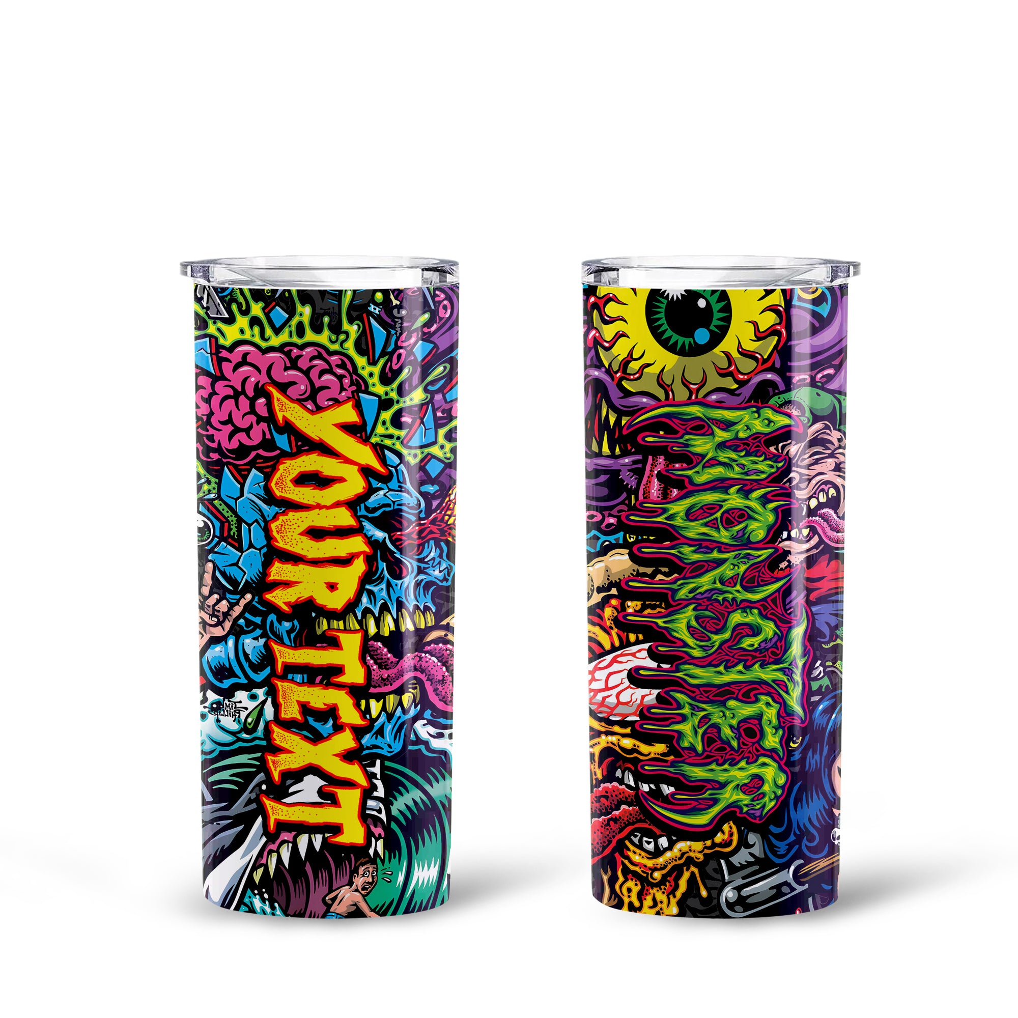 Personalised Monster Mashup Design Halloween Vibes Skinny Tumbler – 20oz - TH02