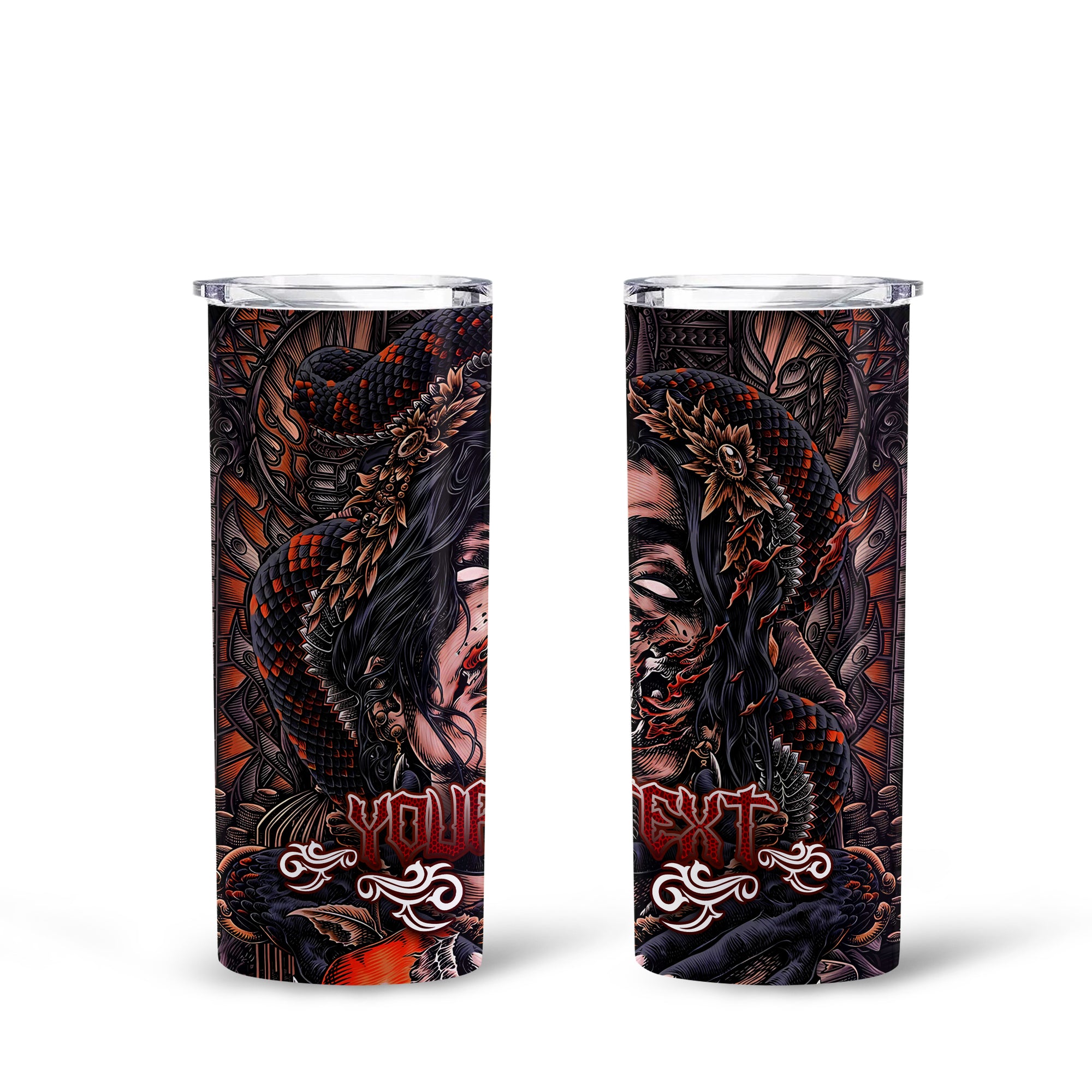 Personalised Fallen Angel Design Halloween Vibes Skinny Tumbler – 20oz - TH02