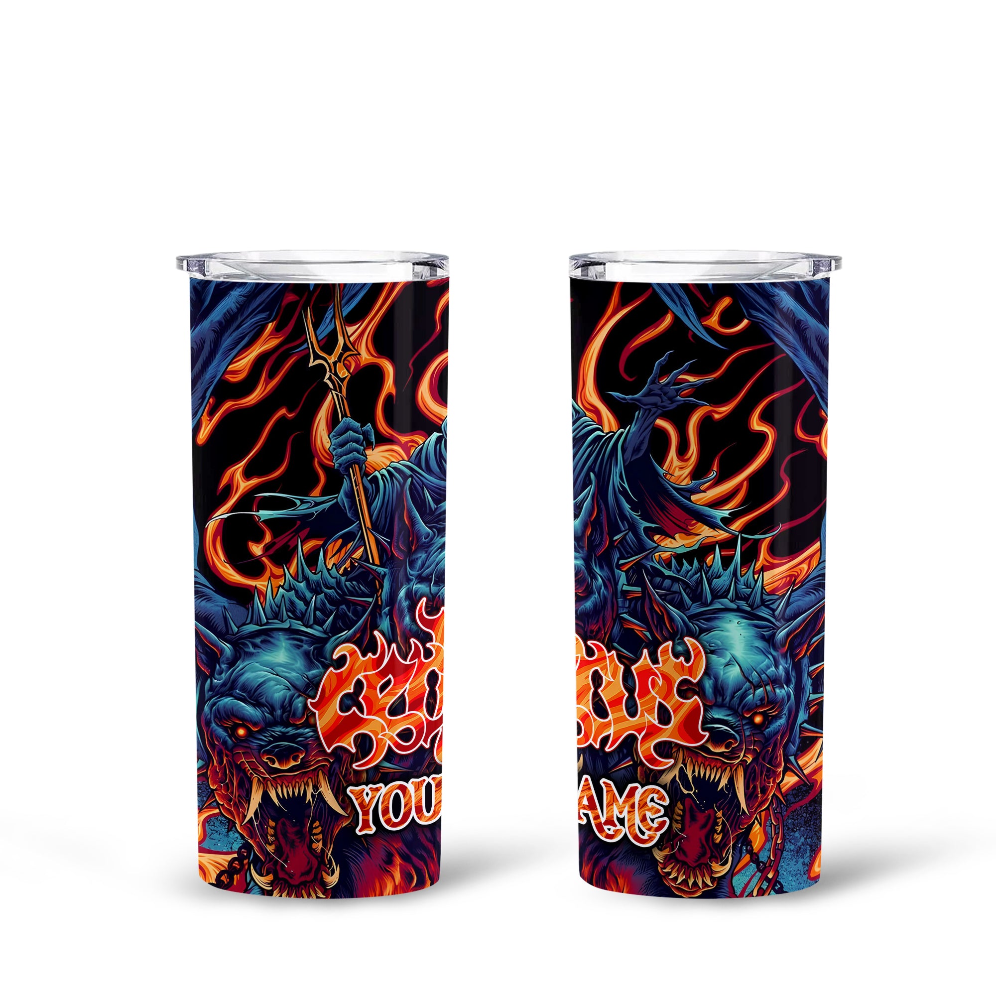 Personalised Cerberus Flame Design Halloween Vibes Skinny Tumbler – 20oz - TH02