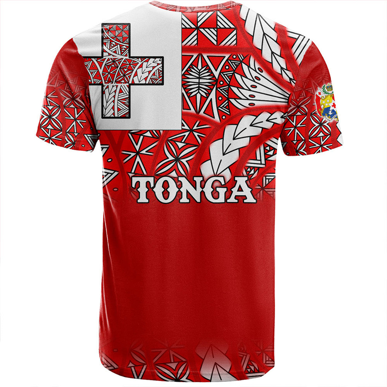 Tonga Traditional Patterns With Coat Of Arms Flag T-Shirt For Men/Women