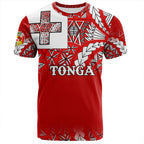 Tonga Traditional Patterns With Coat Of Arms Flag T-Shirt For Men/Women