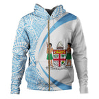 Fiji Coat Of Arm Lauhala Circle White And Blue Hoodie Unisex