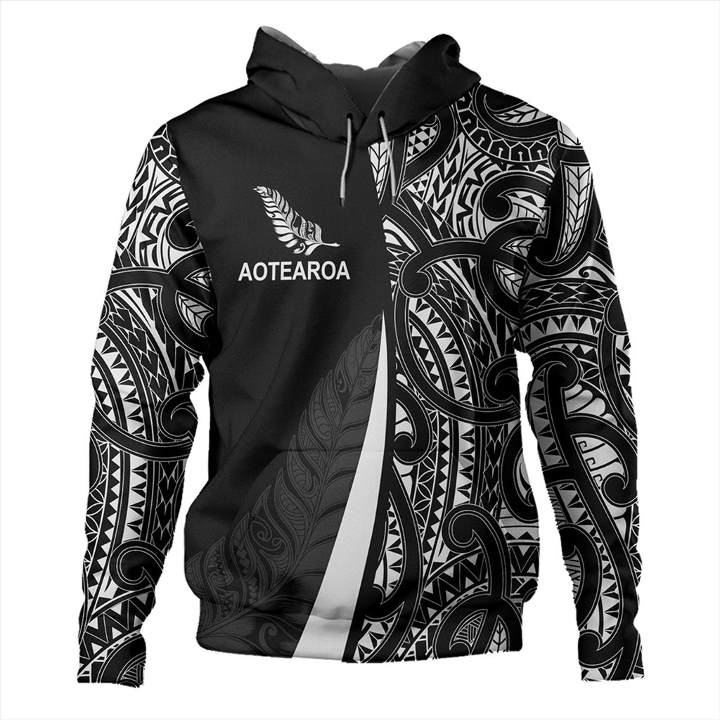 New Zealand Aotearoa Maori Pattern Silver Fern Hoodie For Men/Women
