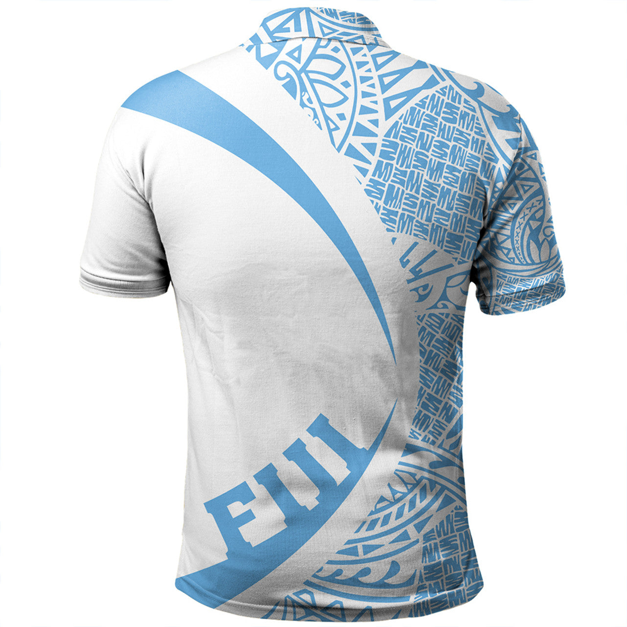 Fiji Coat Of Arm Lauhala Circle White And Blue Polo Shirt Unisex