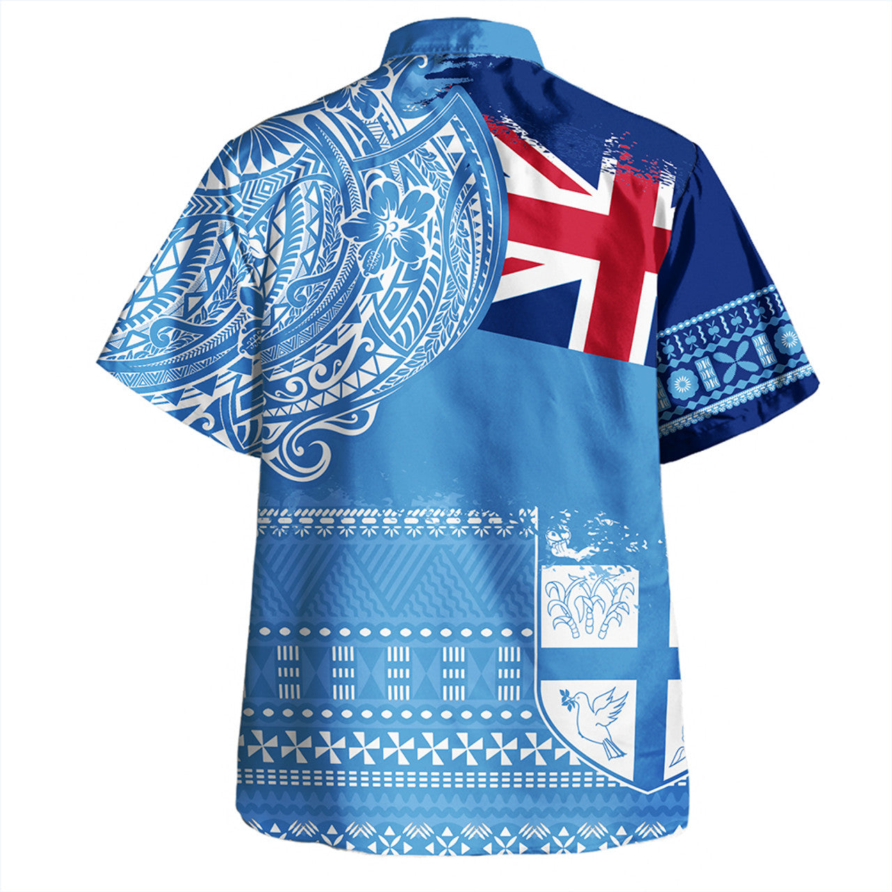 Fiji Polynesian Flag With Coat Of Arms Hawaiian Shirt Unisex