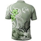 Tonga Polo Shirt Custom Personalised Floral Spirit Sage - AL01