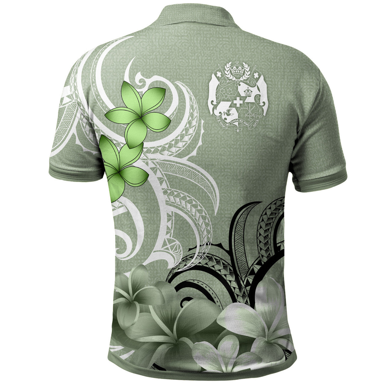 Tonga Polo Shirt Custom Personalised Floral Spirit Sage - AL01