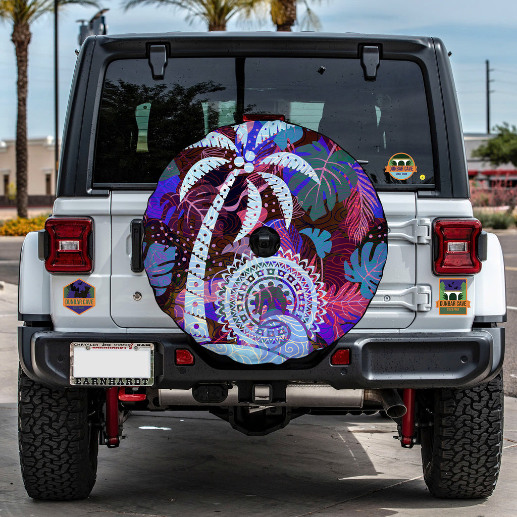 Tropical Waves and Palm Trees Spare Tire Cover - TH02