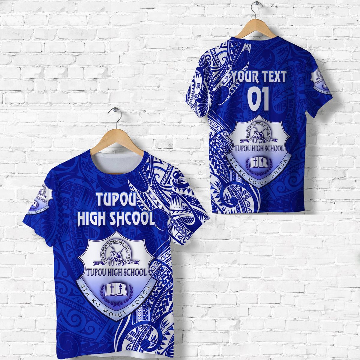 Personalised - Tonga Tupou High School Polynesian Pattern Simple Style T-shirt Unisex