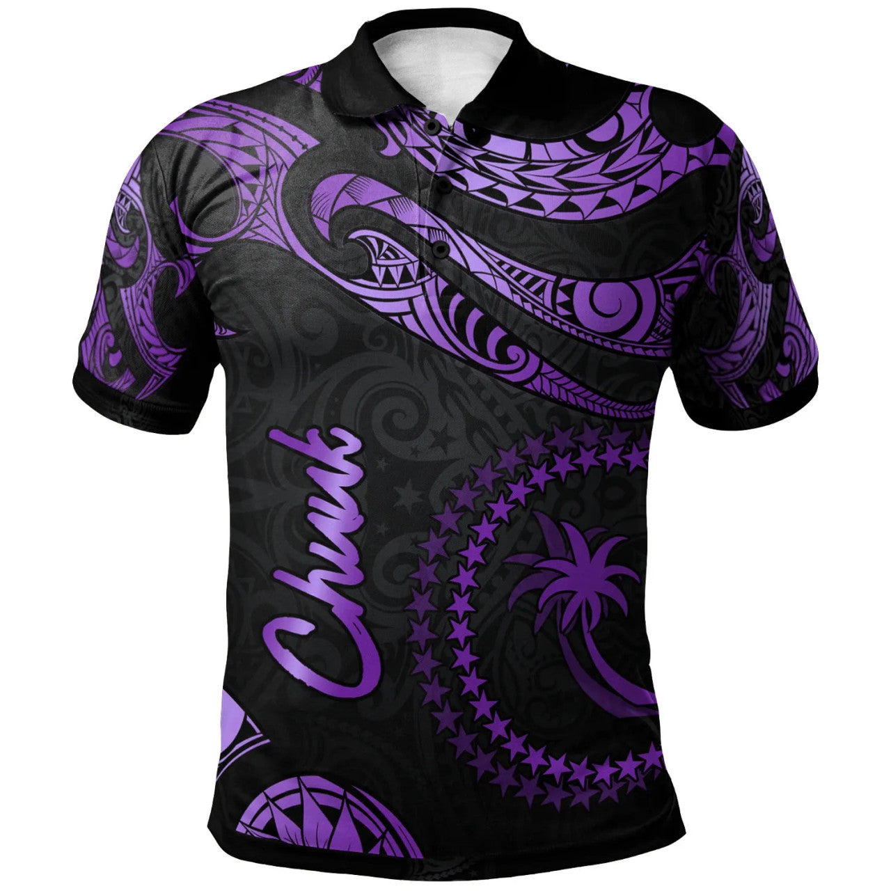 Polynesian Polo Shirt - Poly Tattoo Purple Version - AL01