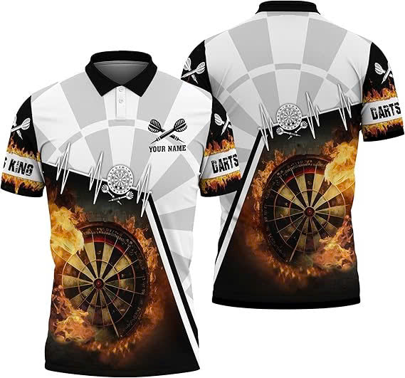 Personalised - Fire Dartboard Pattern Polo Shirt For Men/Women