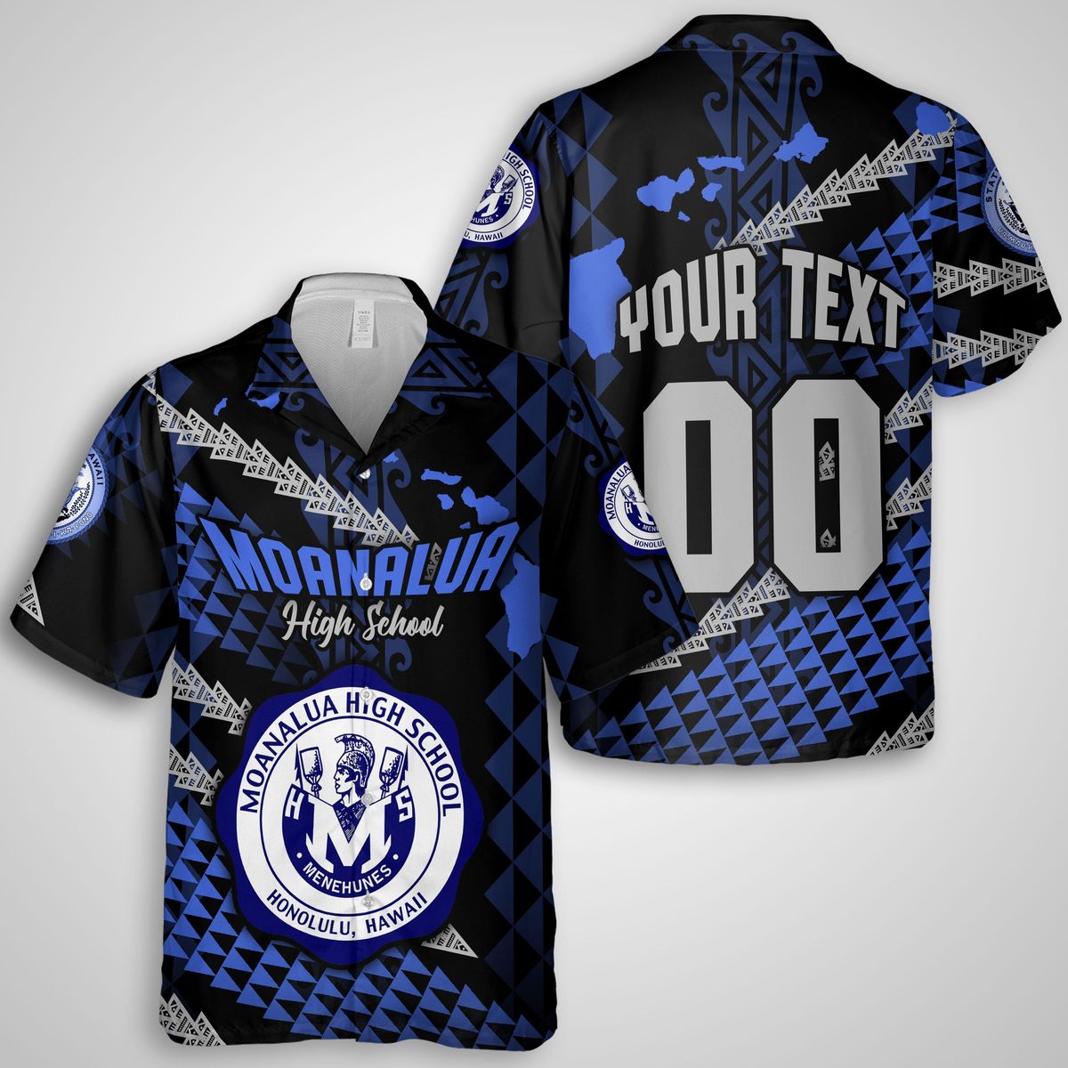 Personalised - Hawaii Moanalua High School Map Style Hawaiian Shirt Unisex