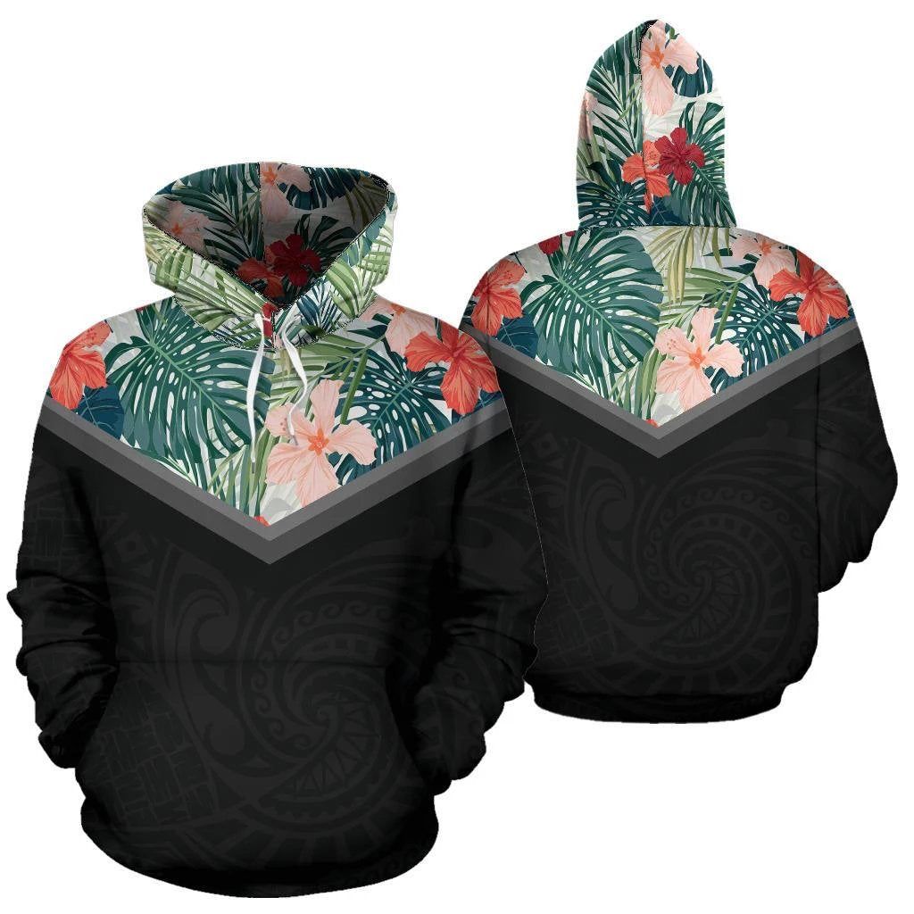 Hawaii Hibiscus Palm Hoodie Unisex