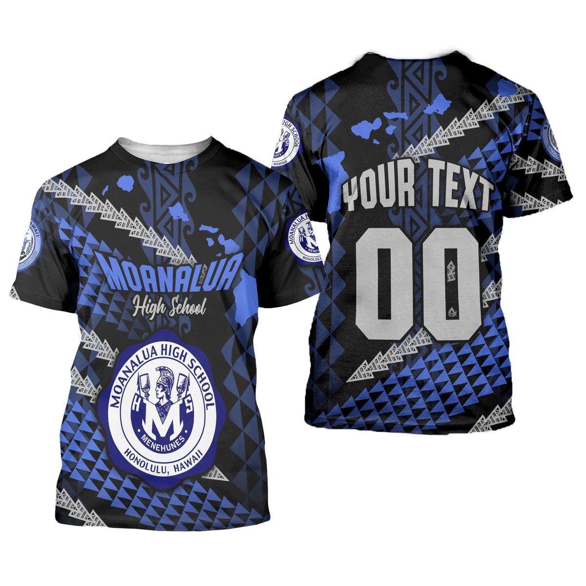 Personalised - Hawaii Moanalua High School Map Style T-shirt Unisex
