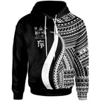 Fiji White Tentacle Tribal Pattern Crest Hoodie Unisex