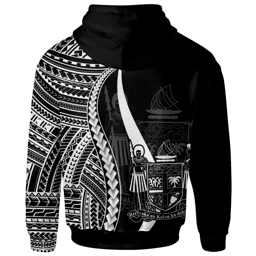Fiji White Tentacle Tribal Pattern Crest Hoodie Unisex