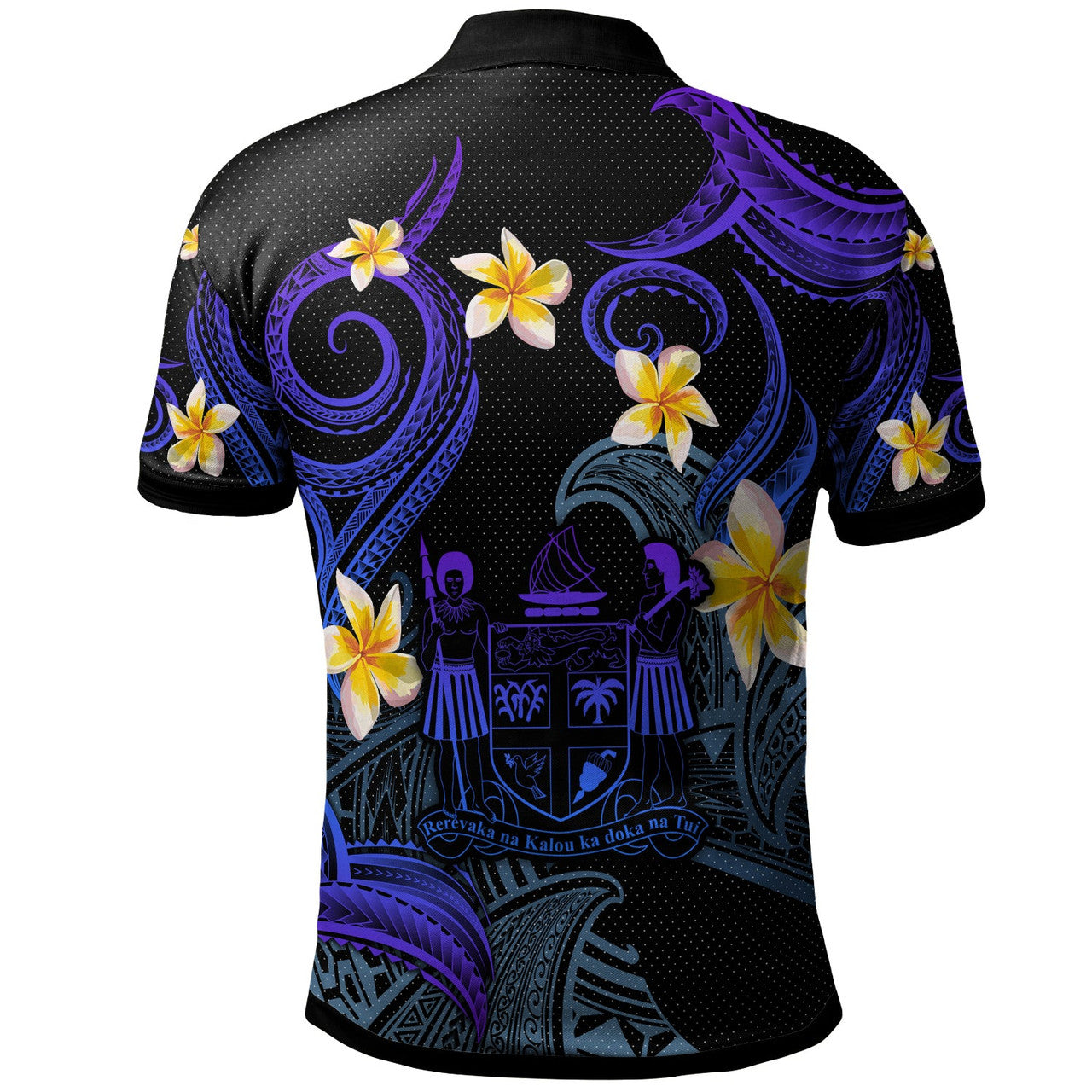 Personalised - Fiji Polynesian Waves with Plumeria Flowers Polo Shirt Unisex