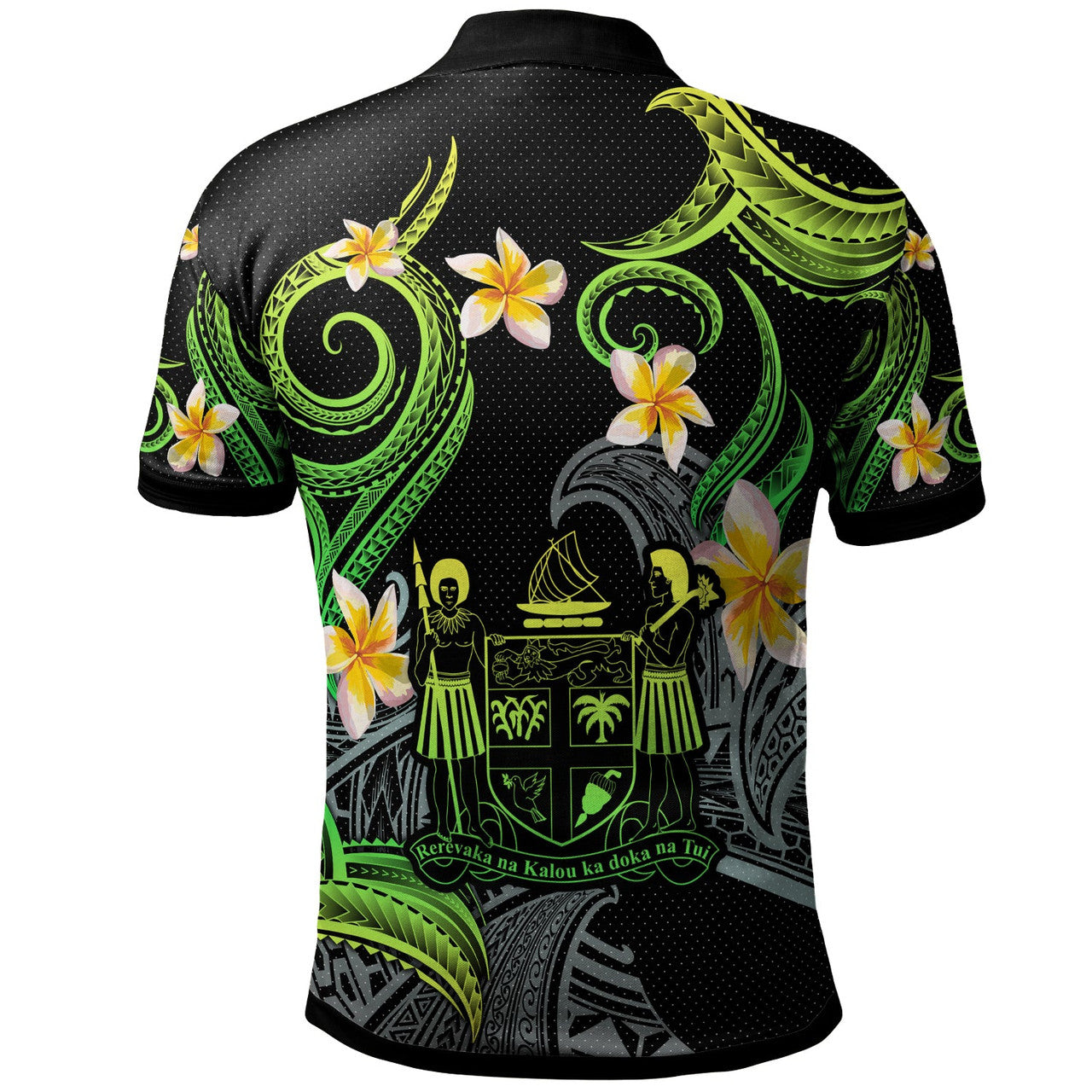 Personalised - Fiji Polynesian Waves with Plumeria Flowers Polo Shirt Unisex