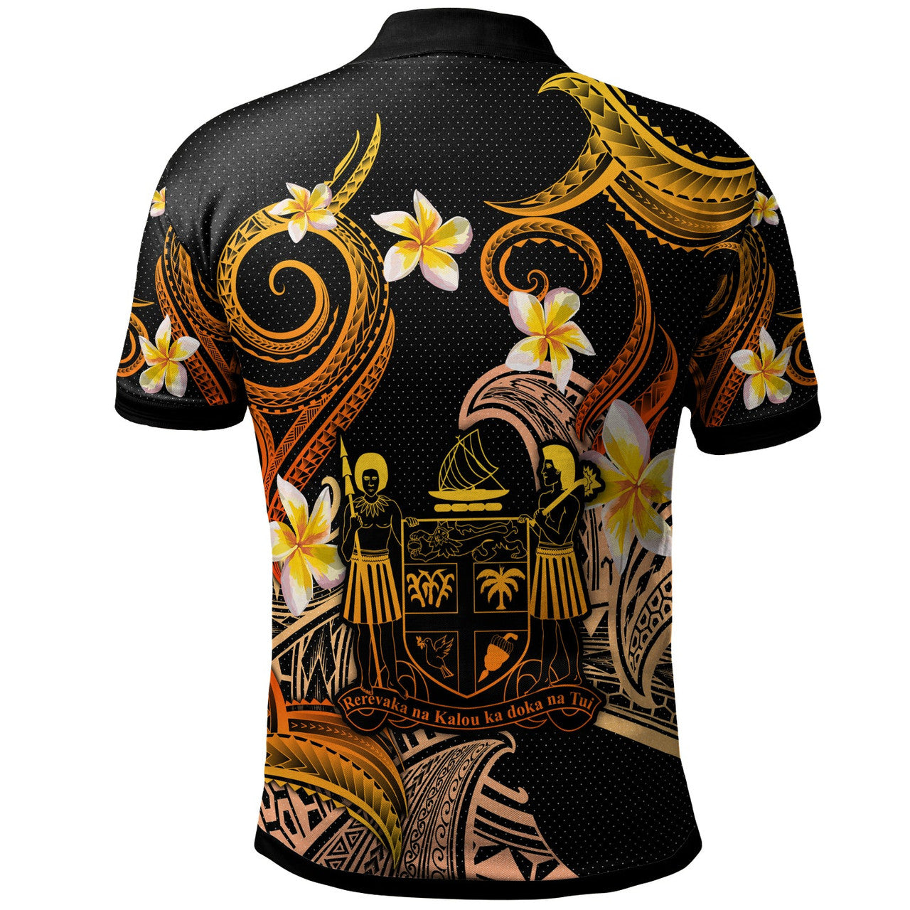 Personalised - Fiji Polynesian Waves with Plumeria Flowers Polo Shirt Unisex
