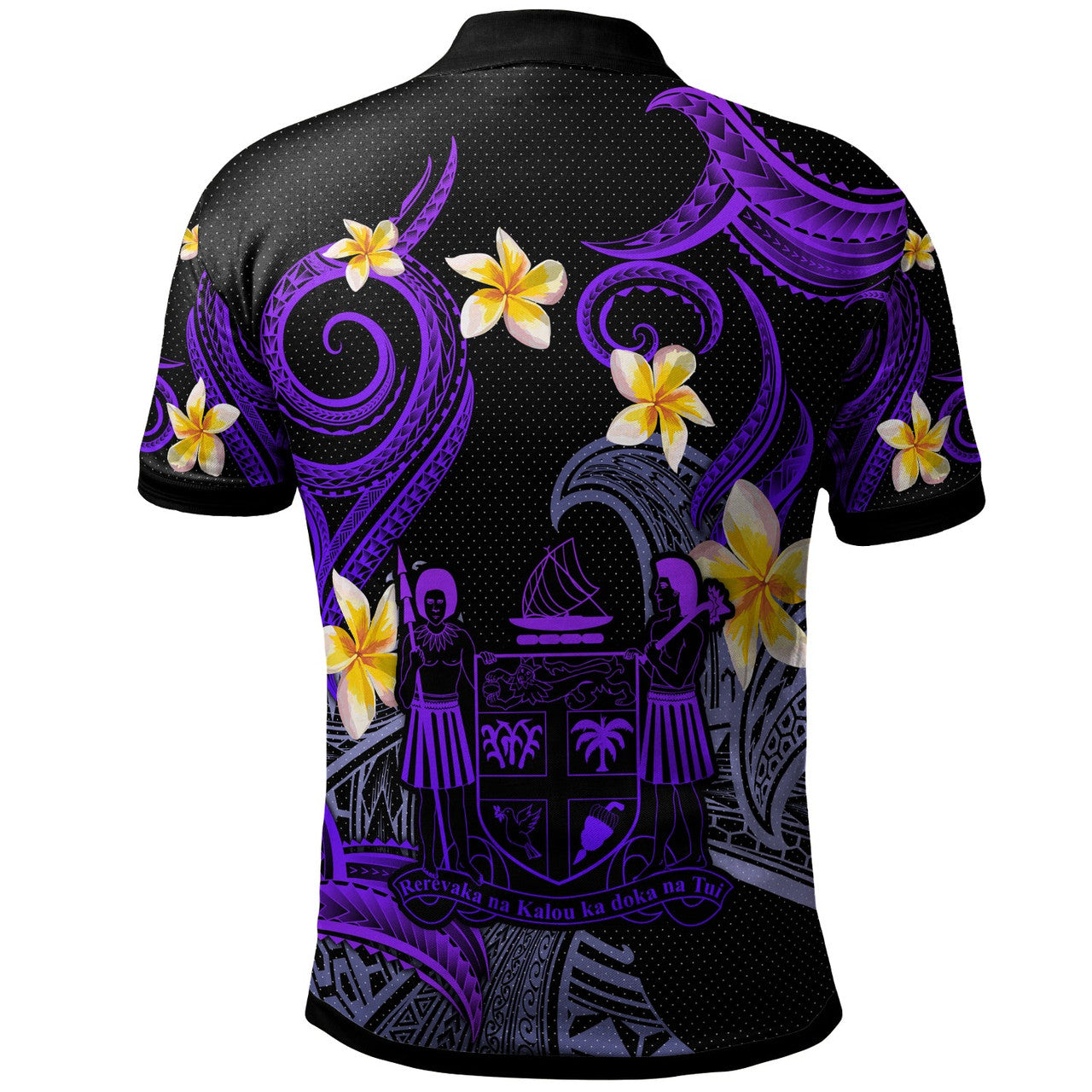 Personalised - Fiji Polynesian Waves with Plumeria Flowers Polo Shirt Unisex