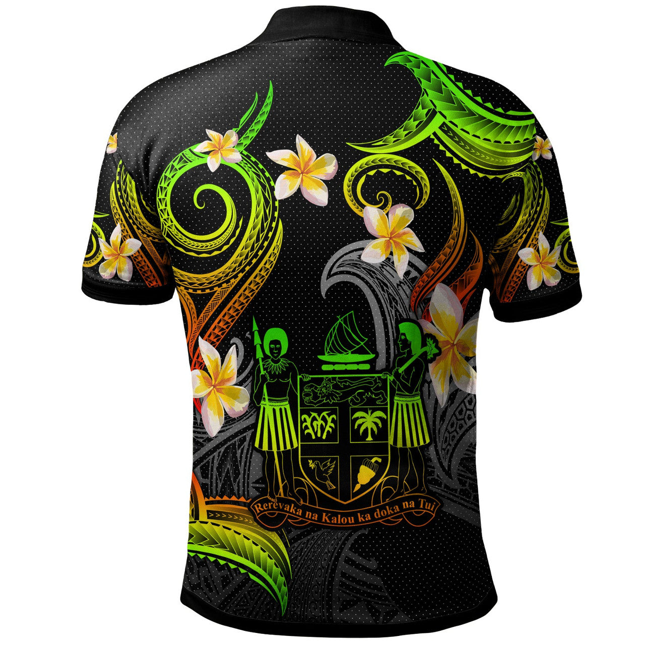 Personalised - Fiji Polynesian Waves with Plumeria Flowers Polo Shirt Unisex