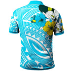 Fiji Polynesian Pattern Aquamarine Stone Color Polo Shirt Unisex