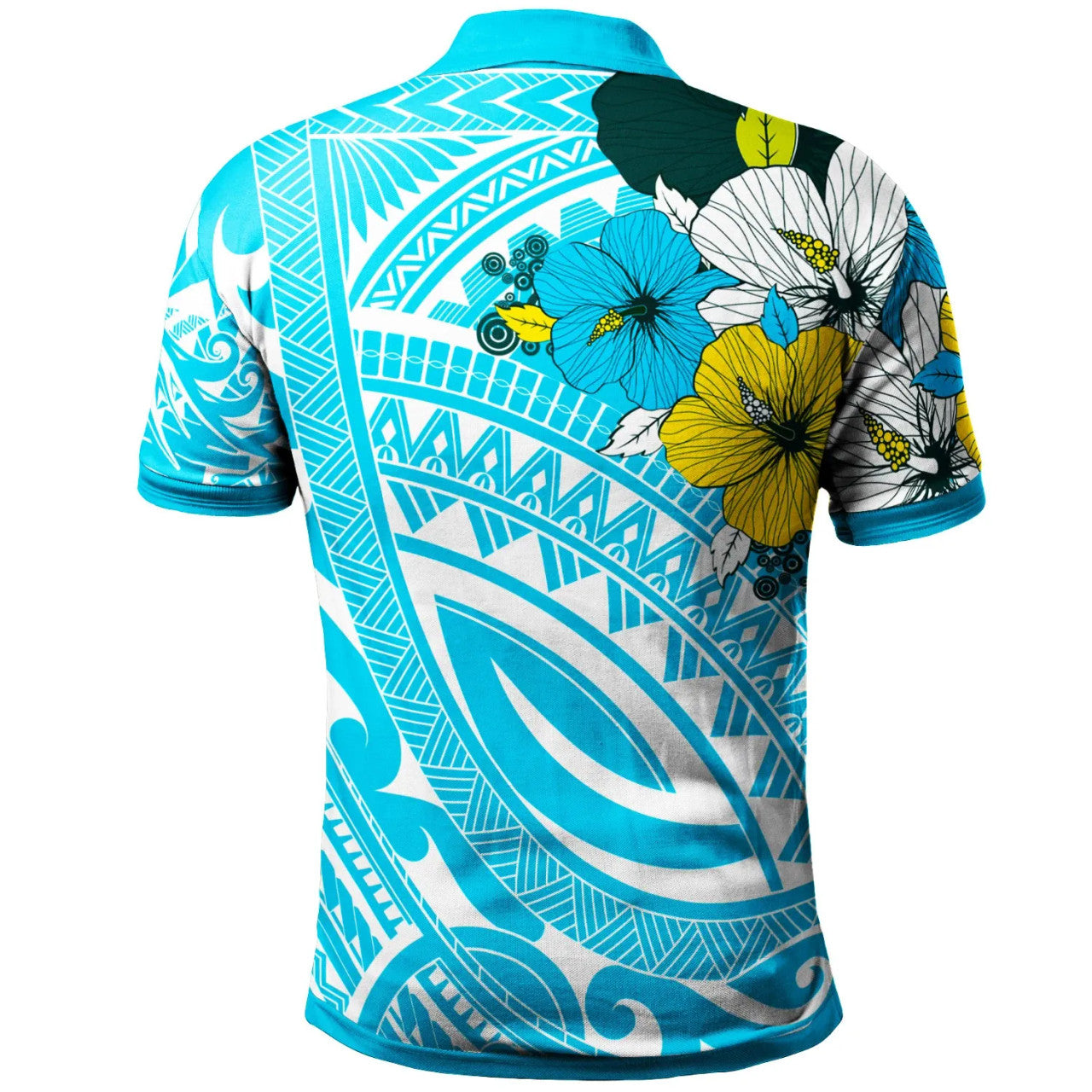 Fiji Polynesian Pattern Aquamarine Stone Color Polo Shirt Unisex