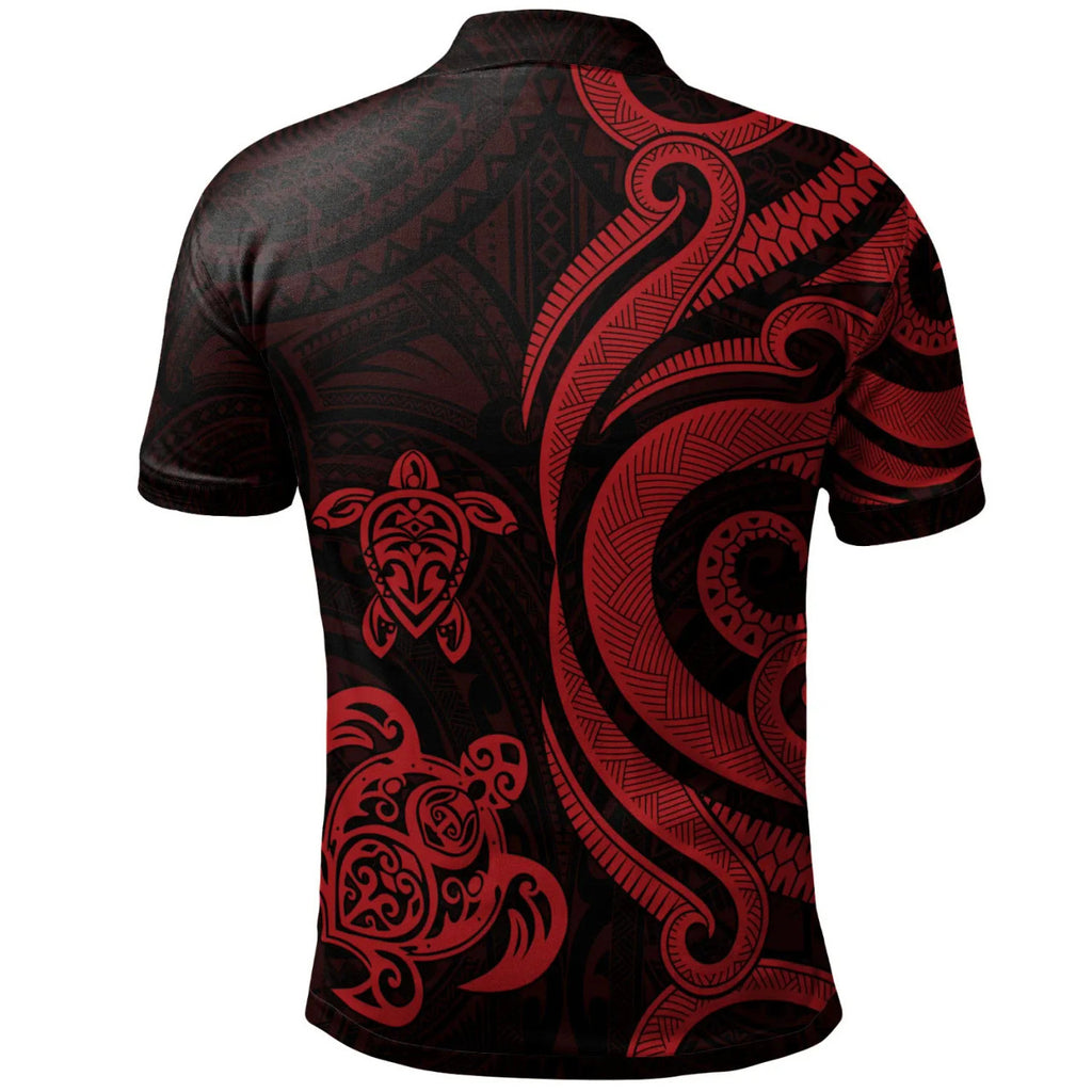 Fiji Polynesian Red Tentacle Turtle Crest Polo Shirt Unisex