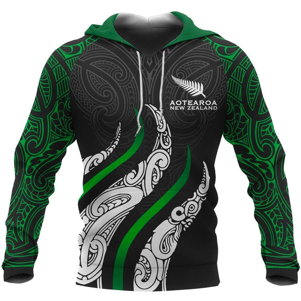 New Zealand Aotearoa Maori Tattoo Fire Hoodie Unisex