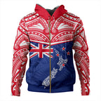 New Zealand Flag With Map And Maori Pattern Hoodie For Men/Women