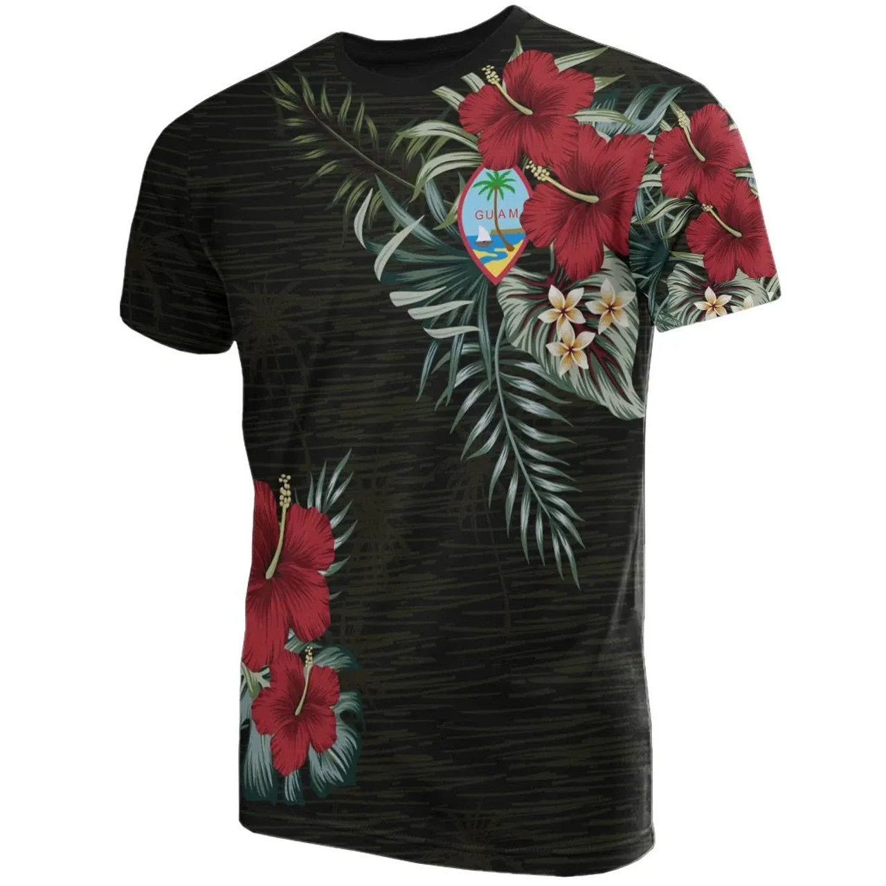Guam Coat Of Arms Hibiscus Palm Leaves T-shirt Unisex